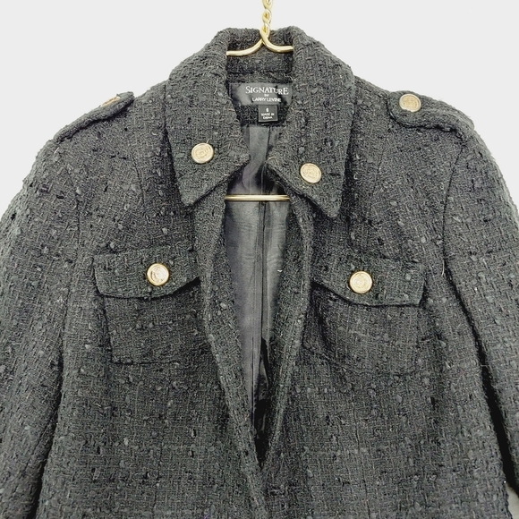 Signature by Larry Levine Black Front Pockets One Button Jacket 3649 - Picture 2 of 7